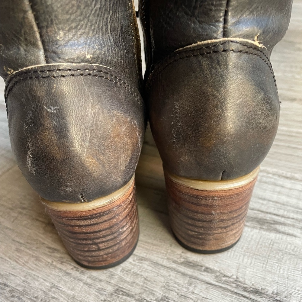 Freebird Rare Devin Boots Leather Lace Up Side Zipper Closure Black/Brown SZ 7 - Picture 8 of 16